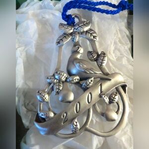 Vintage 2001 pewter Christmas ornament PARTRIDGE IN A PEAR TREE